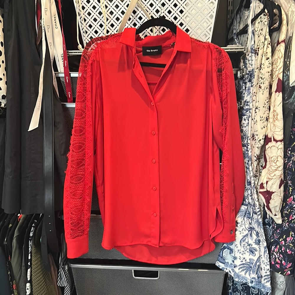 Kooples red chiffon shirt